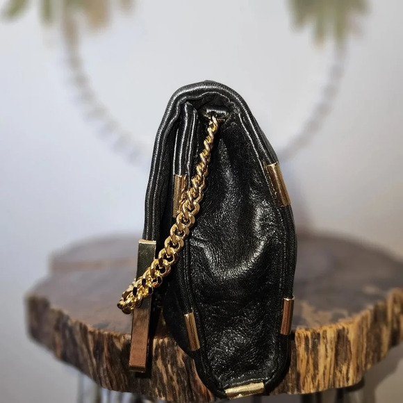 Juicy Couture Black Dressy Formal Wide Leather Ribbed Crossbody Dust Cover - Picture 6 of 15